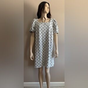 LOFT White and Black Patterned Dress